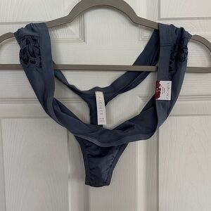 Cacique Lace-Trim Thong Panty in Slate